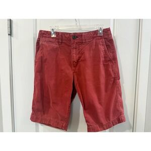 American Eagle Men 30Chino Shorts Red Cotton Twill Casual 10 Inseam